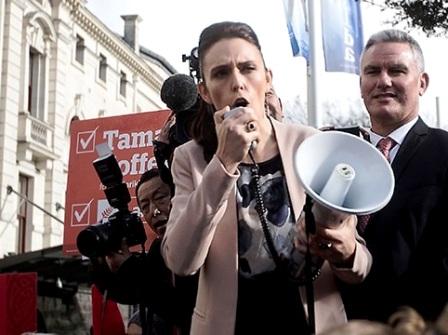 Jacinda Ardern campaigning for the Labour Party in Auckland for the 2017 election